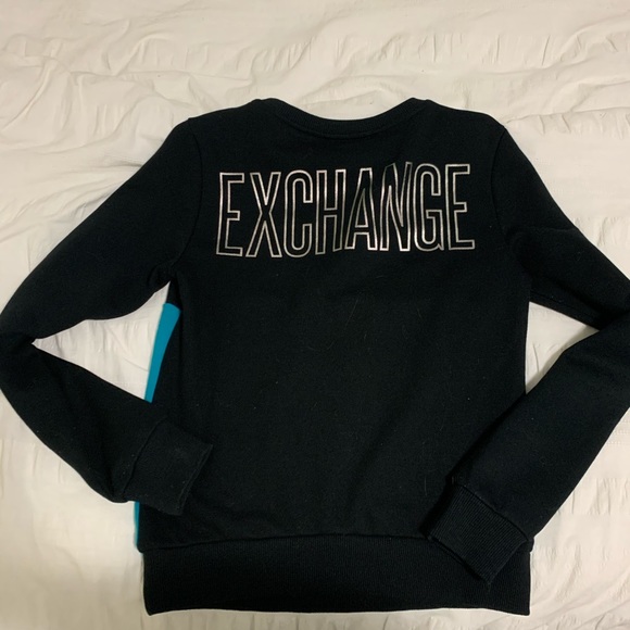 Armani Exchange sweater xs, no zip. Black with a blue bottom on the front. - Picture 2 of 4